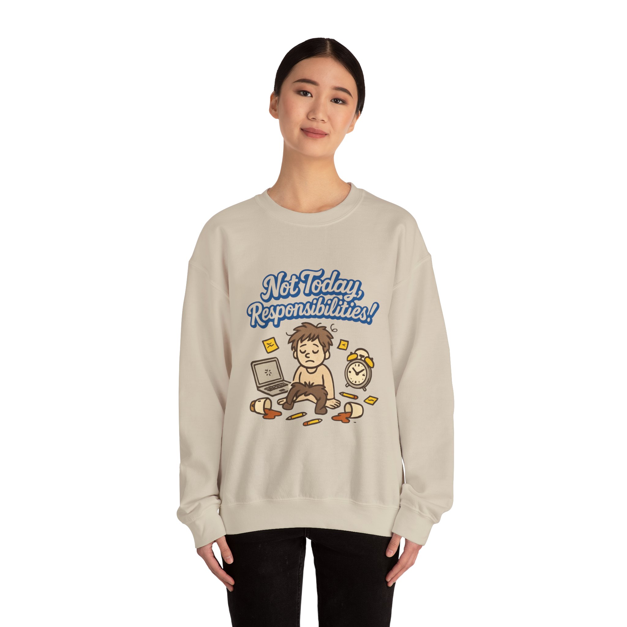 Sweatshirt — "Not Today Responsibilities!" Cozy Lazy Day Crewneck - Image 12