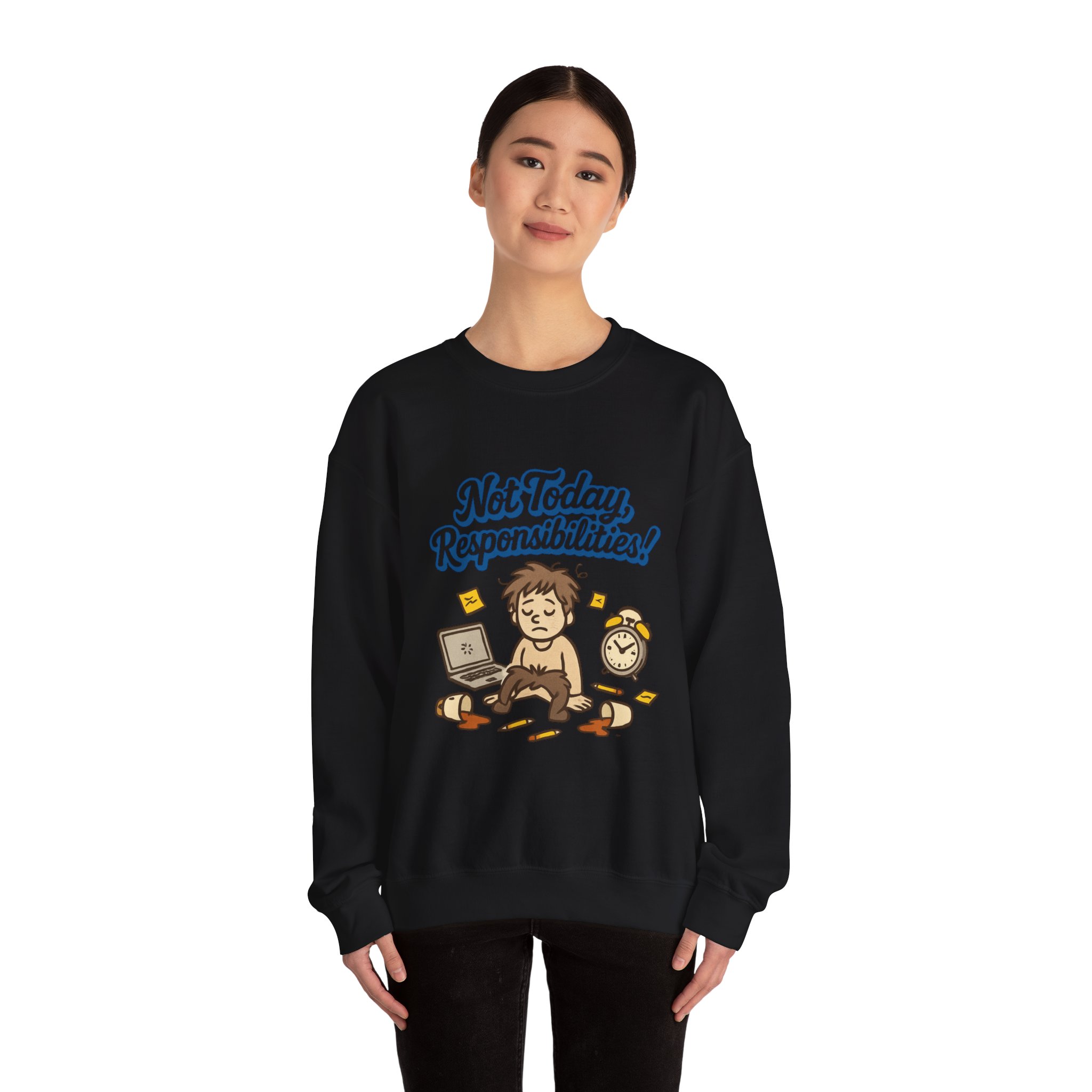 Sweatshirt — "Not Today Responsibilities!" Cozy Lazy Day Crewneck - Image 8
