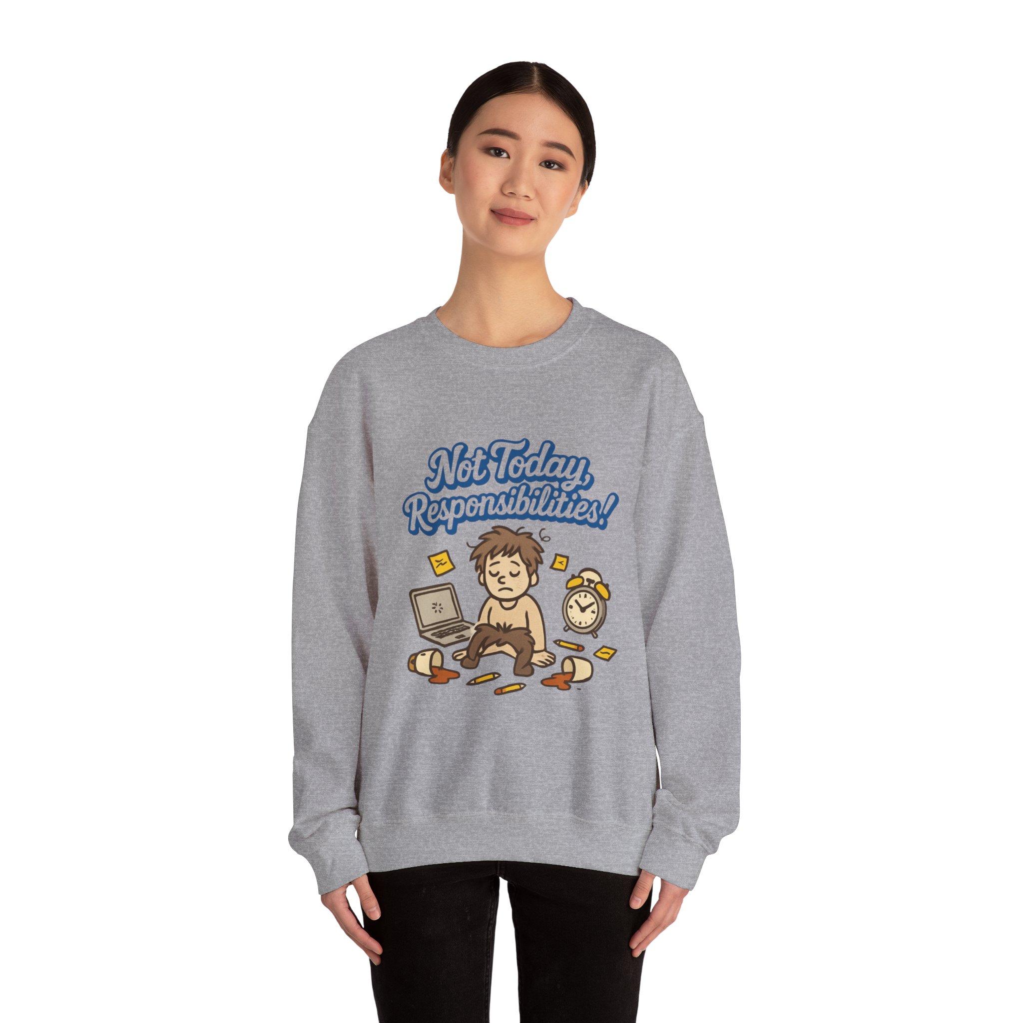 Sweatshirt — "Not Today Responsibilities!" Cozy Lazy Day Crewneck - Image 16