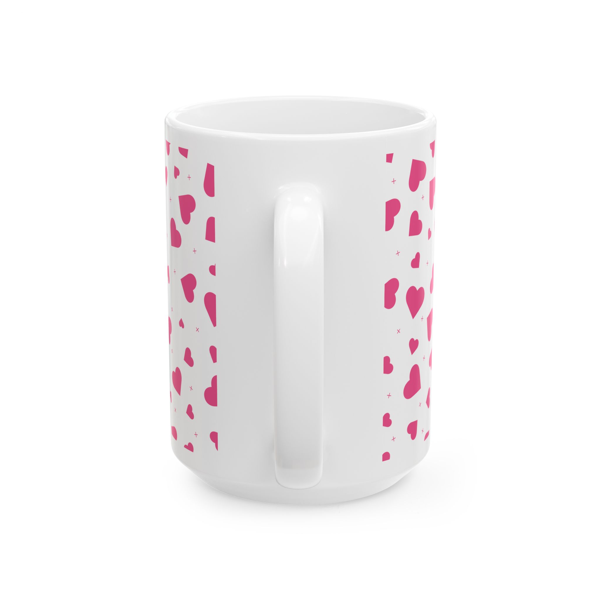 Pink Heart Pattern Ceramic Mug — Cute Coffee Cup (11oz, 15oz) - Image 9