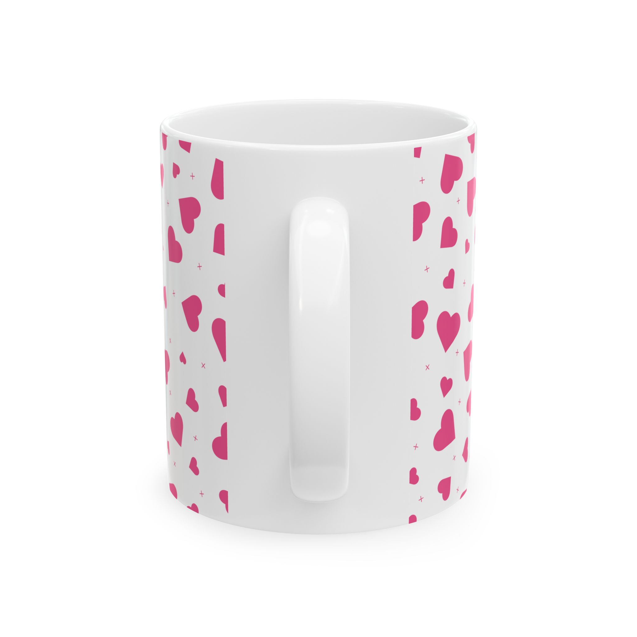 Pink Heart Pattern Ceramic Mug — Cute Coffee Cup (11oz, 15oz) - Image 4