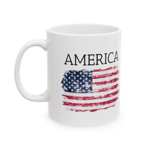 America Flag Ceramic Mug — Patriotic Coffee Cup (11 oz or 15 oz)